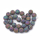 Brins de perles de pierre de lave naturelle galvanisées G-N0321-02D-2