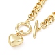 Brass Heart Pendant Necklace with Curb Chains for Women NJEW-L463-002G-3