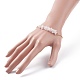 2Pcs 2 Color Natural Rose Quartz Chip Beaded Link Bracelets Set with 304 Stainless Steel Cable Chains BJEW-JB07914-06-3