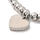 304 Stainless Steel Heart Charm Bracelet with Enamel BJEW-B057-08P-3