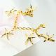Exquisite Brass Rolo Chains Starfish Charm Bracelets For Women BJEW-BB01537-3