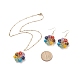 Natural & Synthetic Mixed Gemstones Flower Dangle Earrings and Pendant Necklace SJEW-JS01259-2
