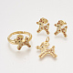 Ciondoli in ottone con zirconi cubici e orecchini a bottone e anelli regolabili set di gioielli SJEW-S043-13-1