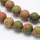 Frosted Round Natural Unakite Beads Strands G-N0166-73-12mm-2