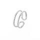 304 Stainless Steel Double Line Open Cuff Ring for Women RJEW-S405-227P-3