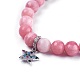 Natural Pink Opal Charm Bracelets BJEW-L647-04-2