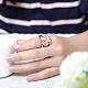 Classic Real Rose Gold Plated Tin Alloy Czech Rhinestone Cat Eye Wide Band Finger Ring RJEW-BB00981-01-5