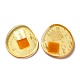 クリア樹脂カボション  殻と金箔入り  フラットラウンド  ダークオレンジ  32.5~33x30x4~4.5mm RESI-XCP0002-09B-1