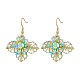 Серьги-подвески из цветочных латунных стеклянных бусин EJEW-MZ00650-4
