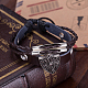 Bouclier rétro réglable avec alliage de zinc croix et bracelets en cuir tressé multi-brins BJEW-BB16031-9