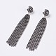 Iron Twisted Chains Dangle Stud Earrings EJEW-JE02760-1
