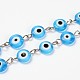 Ручной Lampwork плоские круглые сглаза бисер цепи для ожерелья браслеты делает AJEW-JB00110-02-1