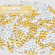 Dicosmétique 100 pièces 2 couleurs breloques de liaison coeur petit connecteur de lien d'amour breloques de connecteur coeur doré platine trois breloques de lien coeur connecteur de bijoux en alliage pour la fabrication de bijoux à bricoler soi-même FIND-DC0003-24-3