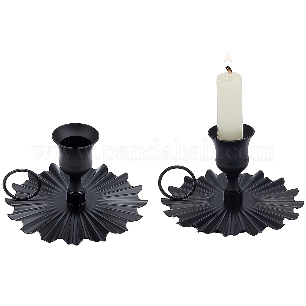 Shop FINGERINSPIRE Metal Candle Holders Set of 2 Matte Black Iron Candle Holder Retro Handheld