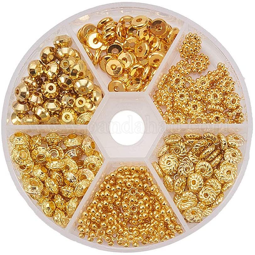 Shop PandaHall About 300 Pcs 6 Styles Brass Spacer Beads for Bracelet