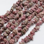 Chapelets de perles en rhodonite naturelle, puce, rose, 3~5x7~13x2~4mm, Trou: 0.4mm, 32 pouce