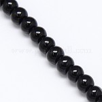 Perles en verre cristal rondes, noir, 4mm, Trou: 1mm, Environ 105 pcs/chapelet, 15.7 pouce