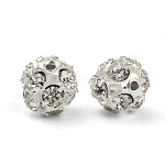 Perles en strass, Grade a, sans nickel, 12 facettes, ronde, couleur argentée, clair, taille: environ 10mm de diamètre, Trou: 1 mm