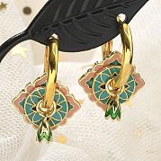 Серьги-кольца из латуни с ромбами EJEW-R016-13G-01