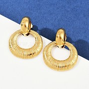 Плоские круглые серьги-гвоздики из нержавеющей стали 304 EJEW-K268-31G