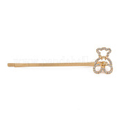 Brass Micro Pave Clear Cubic Zirconia Hair Bobby Pin Findings KK-S356-649-NF