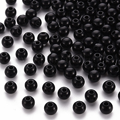Opake Legierung Perlen, Runde, Schwarz, 6x5 mm, Bohrung: 1.8 mm, ca. 4400 Stk. / 500 g