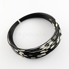 Création de bijoux de fil de collier en acier inoxydable, avec du laiton fermoir à vis, noir, 17.52 pouce (44.5 cm), 1mm, diamètre intérieur: 5.71 pouce (14.5 cm)