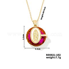 Collane con ciondolo vergine maria in vetro ottone stile americano ed europeo alla moda di lusso per donna, rosso, 15.75 pollice (400 mm)