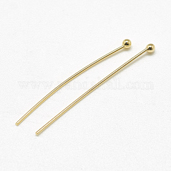 Messing Kugelkopfbolzen, Cadmiumfrei und Nickel frei und Bleifrei, echtes 18k vergoldet, 30x0.6 mm, 23 Gauge, Kopf: 2 mm