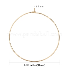 Anillos con dijes para copas de vino de acero inoxidable quirúrgico 316, fornituras del pendiente del aro, material de diy para las esposas del aro de baloncesto pendientes, real 18k chapado en oro, 45x40x0.7mm, 21 diámetro