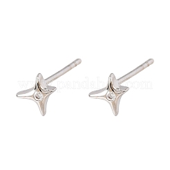 Messing Micro Pave klare Zirkonia Stern Ohrstecker&nbsp;EJEW-L278-06P