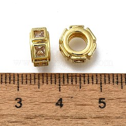 Messing Micro Pave klare Zirkonia europäische Perlen&nbsp;LS-ZIRC-I070-118G