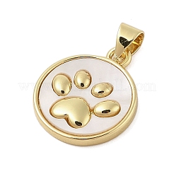 Porte-empreintes de pattes de chien en laiton plaqué avec pendentifs en coquillages naturels&nbsp;X-KK-Z074-25G