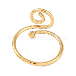 Ионное покрытие (ip) 304 нержавеющая сталь спиральное открытое манжетное кольцо для женщин RJEW-C097-04G