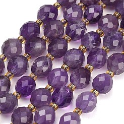天然石アメジストビーズ連売り  ラウンド  多面カット  シードビーズで  8~9x7~8mm  穴：1mm  約18~20個/連  7.48''（19cm）〜7.87''（20cm）&nbsp;GG-CBA4A3B-A15