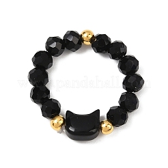 1 шт. стеклянные бусины в форме кошки кольца на палец WG1374D-01