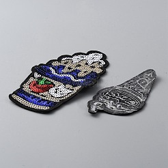 Patches zum Aufbügeln aus Polyester und Paillettenstickereien zum Thema Sommeressen&nbsp;PATC-WH0001-125