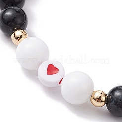 Ensemble de bracelets extensibles en jade naturel malaisien et hématite synthétique&nbsp;BJEW-JB10041