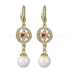 Серьги с подвесками из латуни с прозрачным фианитом и прозрачным фианитом EJEW-F362-03G