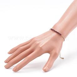 Bracelets en perles de grenat naturel avec pierre de naissance de janvier&nbsp;X-BJEW-JB06092-01
