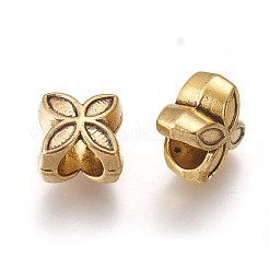 大穴ビーズ  合金ヨーロピアンビーズ  鉛フリー及びカドミウムフリー  花  アンティーク黄金  10x10x8mm  穴：5.5mm&nbsp;GLF11288Y-NF