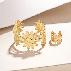 Наборы браслетов-манжет и колец-манжет из цветочного сплава&nbsp;FS-WG03347-01