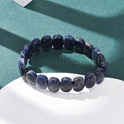 天然ソーダライトのファセットビーズストレッチブレスレット（女性用）  オーバル  ビーズ：14x10x5.5mm  内径：2.32インチ（5.9cm）&nbsp;BJEW-K251-07C