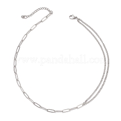 Ожерелье в современном стиле из нержавеющей стали 304: скрепка и витая цепочка.&nbsp;NJEW-JN05853