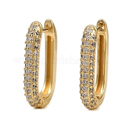 Овальная латунная серьга-кольцо с микропаве из прозрачного кубического циркония&nbsp;X-EJEW-C152-04G