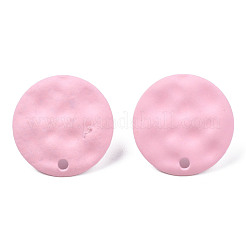 スプレー塗装鉄スタッドピアスパーツ  穴付き  フラットラウンド  ピンク  14mm  穴：1.4mm  ピン：0.7mm&nbsp;IFIN-N008-016C