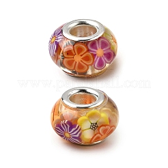 Смола с цветком полимерная глина внутри европейские бусины RESI-H037-01B