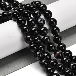 天然石黒瑪瑙ビーズ連売り  ラウンド  染め＆加熱  12mm  穴：1.5mm  約32~33個/連  14.96~15.35''（38~39センチメートル）&nbsp;G-NH0020-B01-02