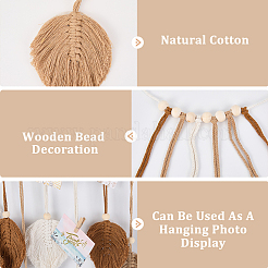 Богемный ручной работы хлопковая веревка кисточка в виде листа с деревянными бусинами настенные украшения FIND-WH20019-136B-03
