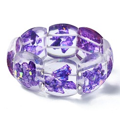 Эластичные браслеты из окрашенного натурального селенита и синтетического опала&nbsp;BJEW-G702-07A